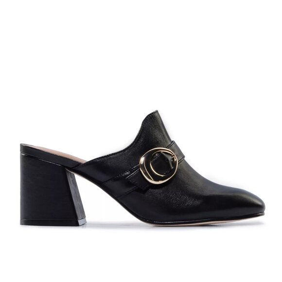 NEW BERNARDO Made In Brazil Leather Natasia Heeled Mules black for women 764tn - Picture 1 of 10
